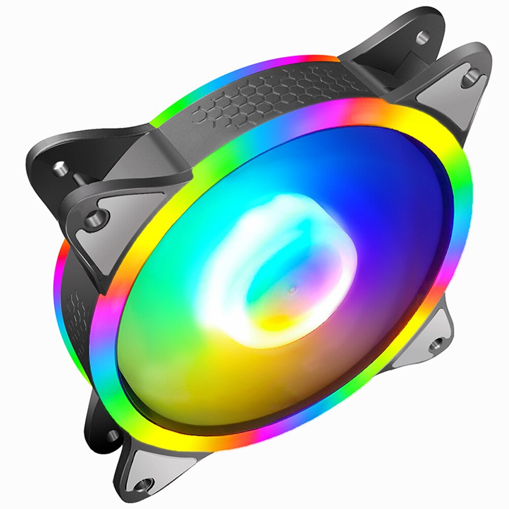 COOLMOON 12cm DC 12V Large 4 Pin Cooling Fan Desktop Chassis PC Case Mute Rainbow Lighting Heatsink Radiator