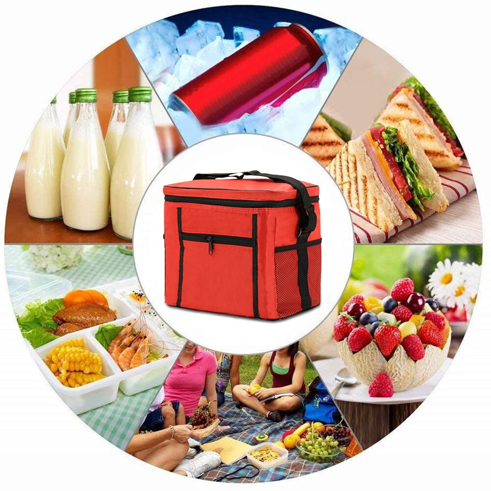 10L Waterproof Oxford Cloth Lunch Bags Portable Outdoor Camping Picnic Insulated Cooler Thermal Bento Case Food Storage Cool Bag