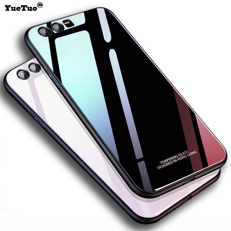 YueTuo luxury original hard glass mirror case for huawei p10 plus p10plus p 10 silicone tpu armor back coque phone cover funda