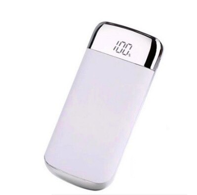 Realy 30000mah Power Bank External Battery PoverBank 2 USB LCD Powerbank Portable Mobile phone Charger for Xiaomi MI iphone X: White