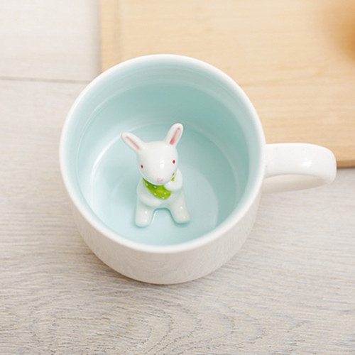 400ml Cute Animal Ceramic Mugs Cartoon Coffee Milk Tea Breakfast Cup Novelty Mugs: Rabbit