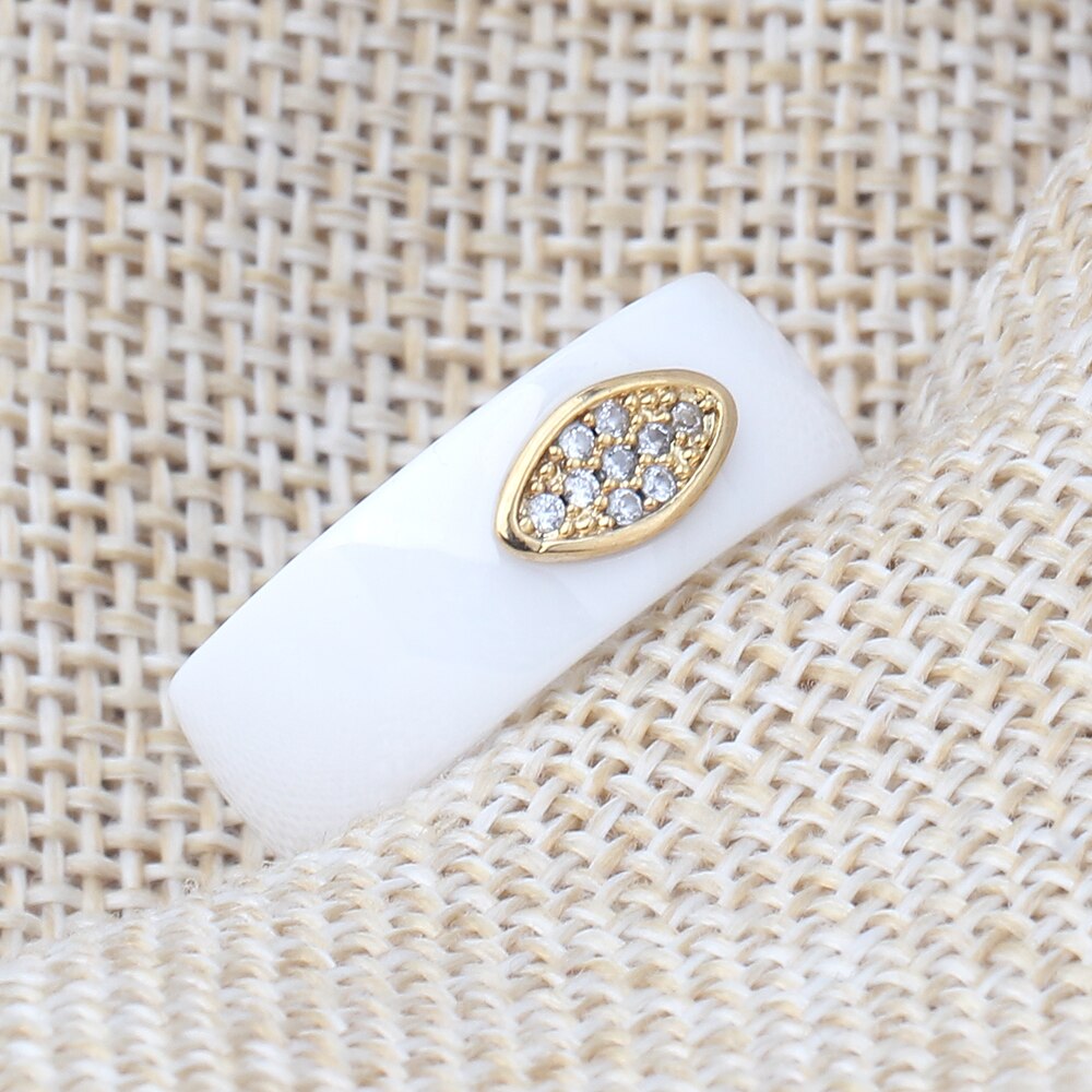 8MM Ceramic Ring Cubic Zirconia Stone Black And White Color Women men Jewelry Engagement Wedding Band
