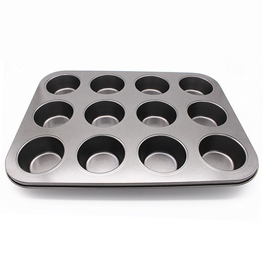 12 Cups DIY Cupcake Baking Tray Tools Non-stick Steel Mold Egg Tart Baking Tray: Default Title