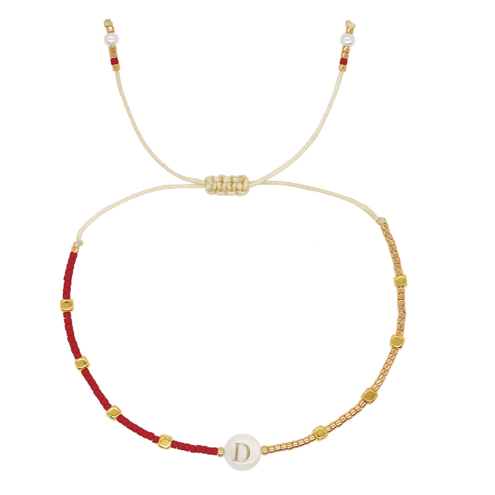 Kkbead Miyuki Pulseras Sieraden Voor Vrouwen 26 Eerste Armband Cadeau Sieraden Schelp Letter A ~ Z Alfabet Armbanden: VERMEIL