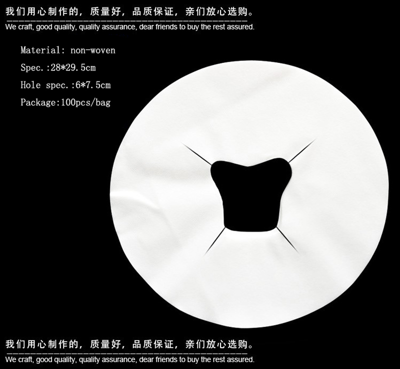 Jednorazowe masaż kołyska twarzy obejmuje ręcznik z krzyż otwór regulowany dla stoły robić masażu i fotele robić masażu 100 sztuk na worek TT013: mały