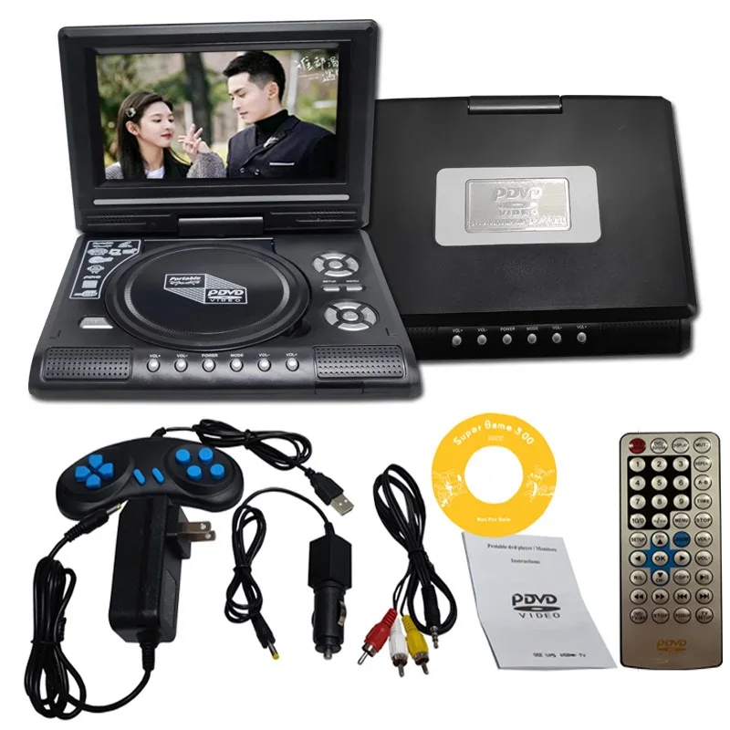 Topp 7.8- tums bärbar bil-dvd-spelare för hemmabruk, vcd-cd-spel-tv-spelare, usb-radioadapter med stöd för fm-radiomottagning - eu-kontakt: Rosa