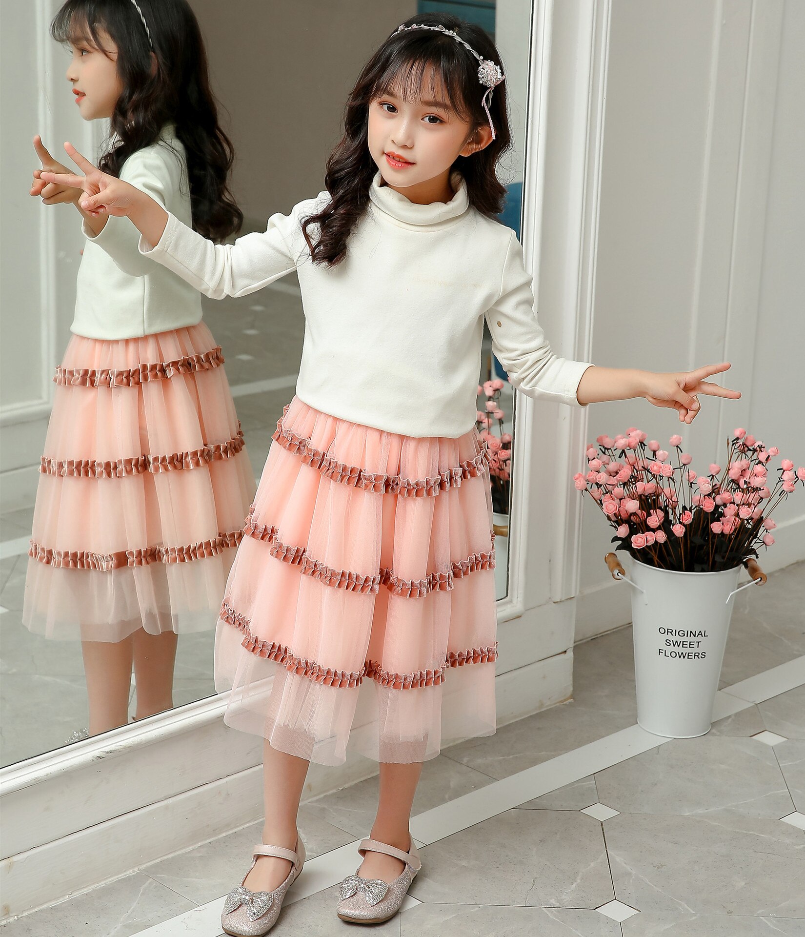 Ins Spring Children Skirts Girls Summer Short Skirts Mesh Skirt
