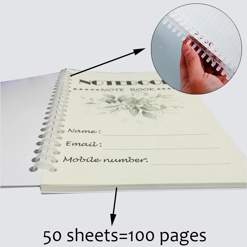 Lined Page Spiral Notebook Initial Alphabet Letters Note Book Writing Pads Majuscule Letter With Flower Personality Name