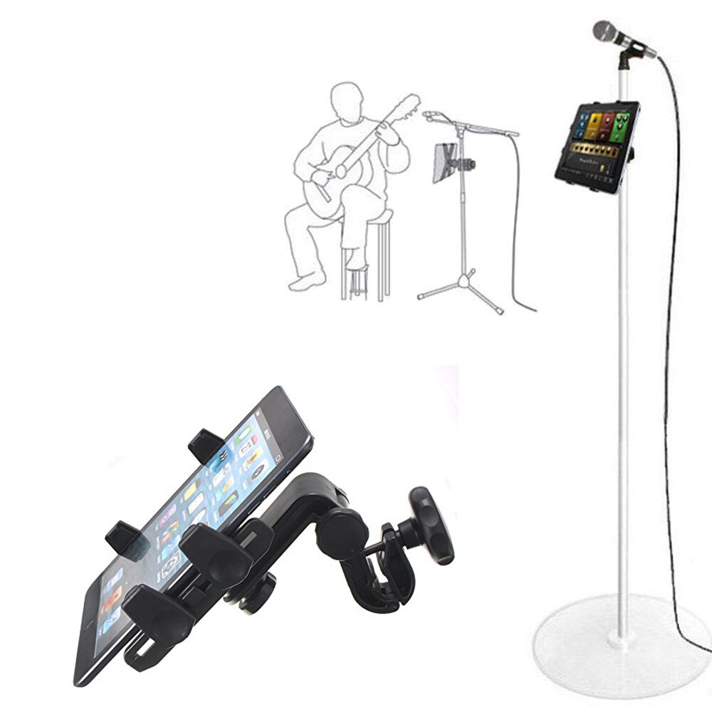 tablet holder and phone holder for Microphone stand ABC plastic mount for Apple Ipad for Iphone 4.5-10.5'' ereader car backseat