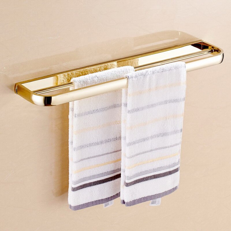 Luxe Goud Kleur Messing Vierkante Badkamer Accessoires Handdoek Plank Houder Toiletrolhouder Wall Mounted Bad Hardware Sets