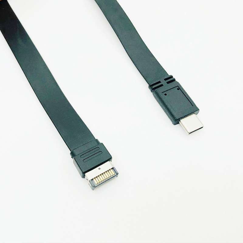 Conector hembra tipo E a usb-c, Cable de extensión de conversión tipo E a tipo C, cabezal de Panel frontal USB 3,1, 60cm/80cm