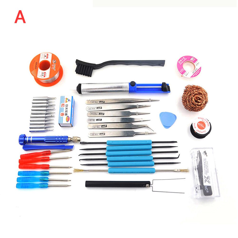 Welding auxiliary Solder wire/tip/braid solder/tweezers/screwdriver For 936 8586 858D 8588D soldering iron soldering station: A