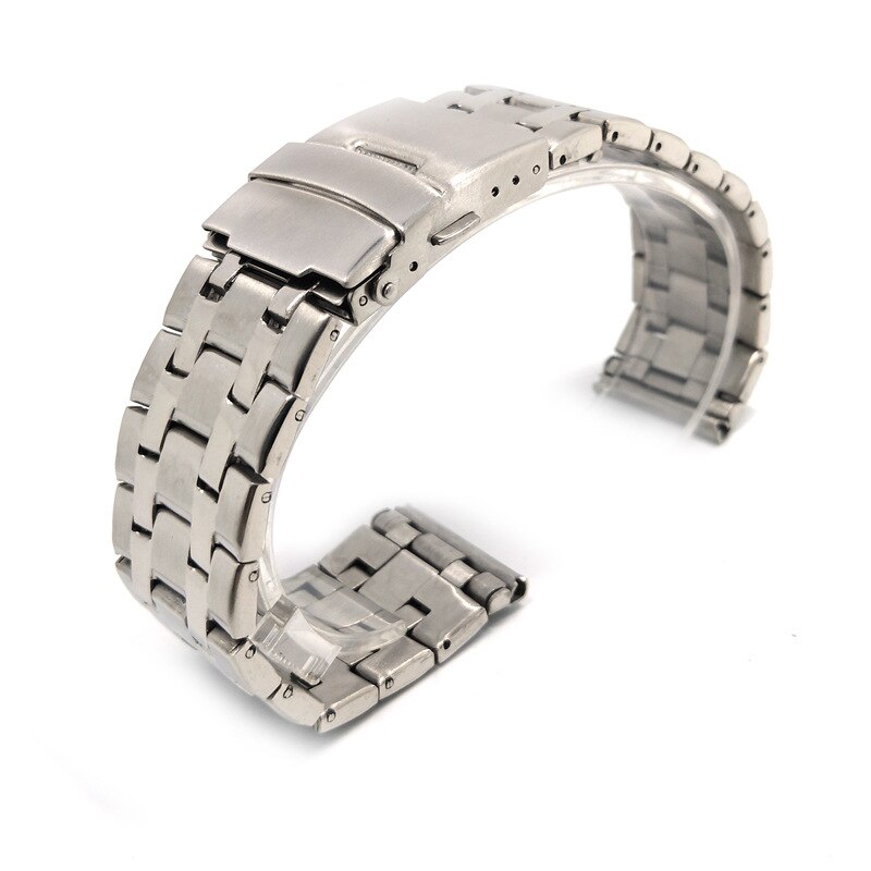 Wristband Steel Strap Semi-solid Stainless Steel Watch Strap Double Safty Buckle 20mm 22mm Universal Watch Bands: Silver / 22mm