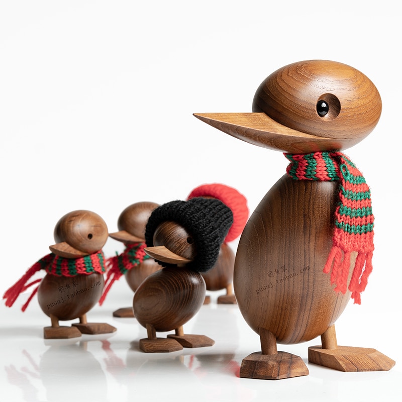 Duck/Duckling Wood for Crafts Animal Figures Wooden Decoration Home Accessorie Living Room Christmas Danish Nordic Desk Ornament