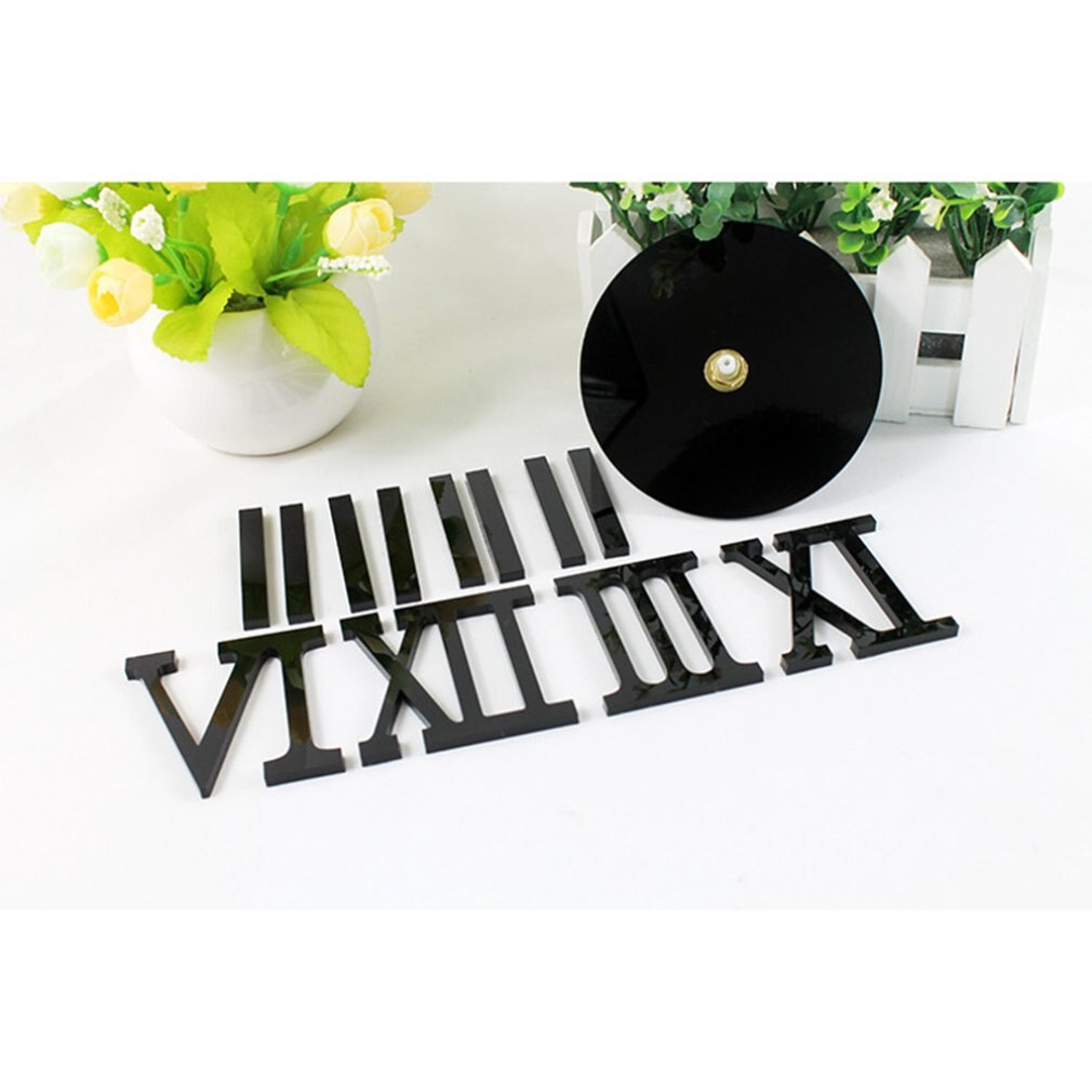 Frameless Roman numeral wall Mute clock mirror sticker wall clock modern for living room home decor