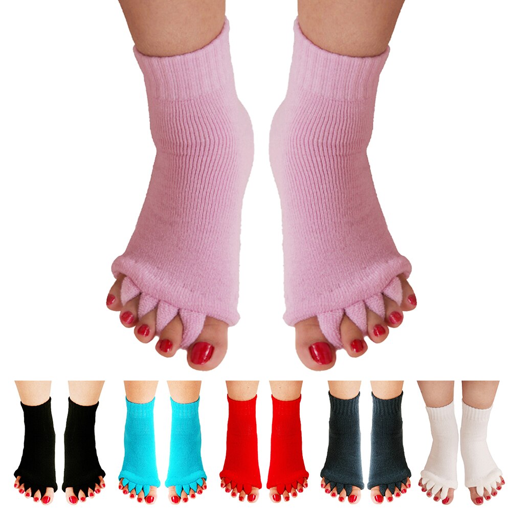 Men Women Pain Relief Middle Tube Improves Circulation Toe Separator Socks Foot Alignment Warm Winter Massage Yoga Cotton Blend