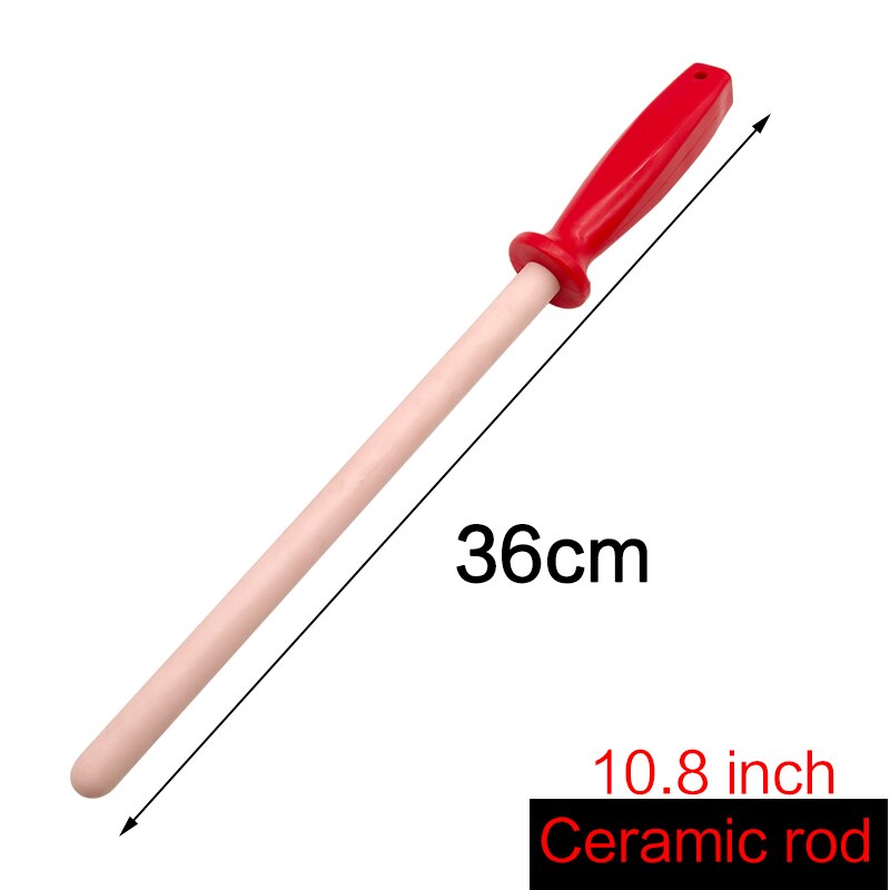 1Pcs 6/ 8/ 10/ 12 Inch Keramische Slijpstaaf Met Abs Handvat Stok Bar Keuken Accessoires puntenslijper Thuisgebruik Mes Grinder: 10.8 inch red Handle