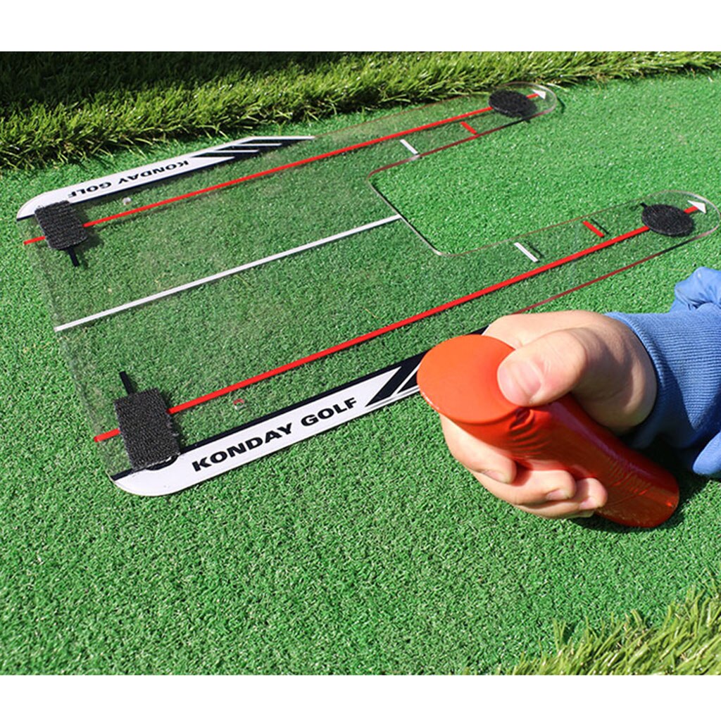 Solid golfputting träningsspegel svängtränare med bärväska gratis klubbborste