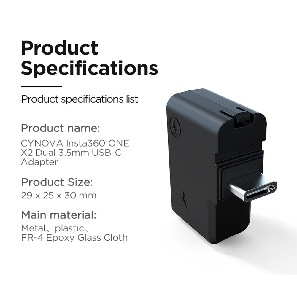 Audio Charging External Converter Music Lovers Playing Mic Adapter Action Camera Accessories for Insta360 ONE X2