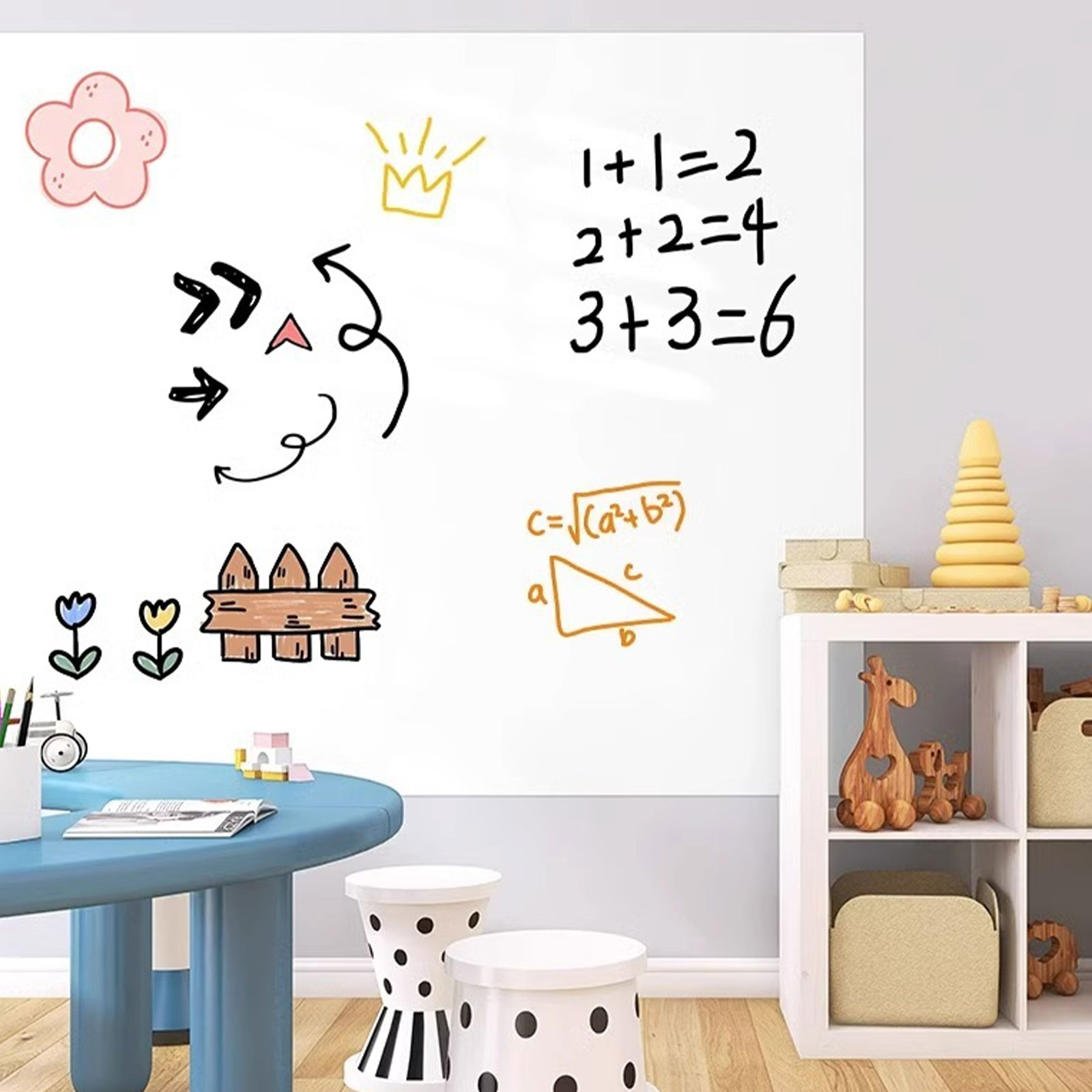 Pizarra blanca de electricidad estática, pegatinas de pared, almohadilla de dibujo para niños, papel tapiz de borrado en seco de plástico, tablero de escritura de dibujo de Graffiti