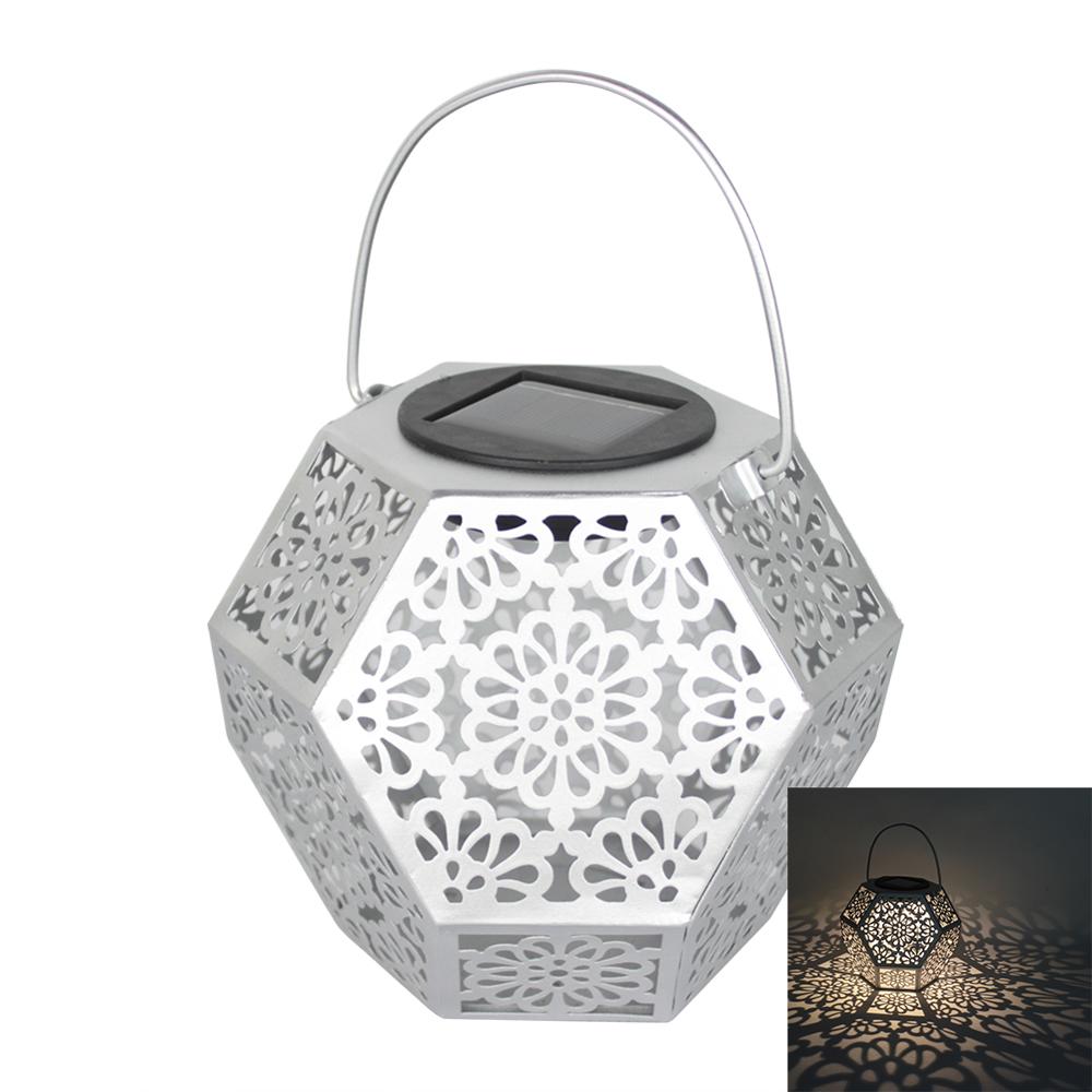Retro trädgård solar lampa uthålad skog skugga lykta hängande ihålig lampa belysning utomhus vattentät landskap lampa: Diamant form