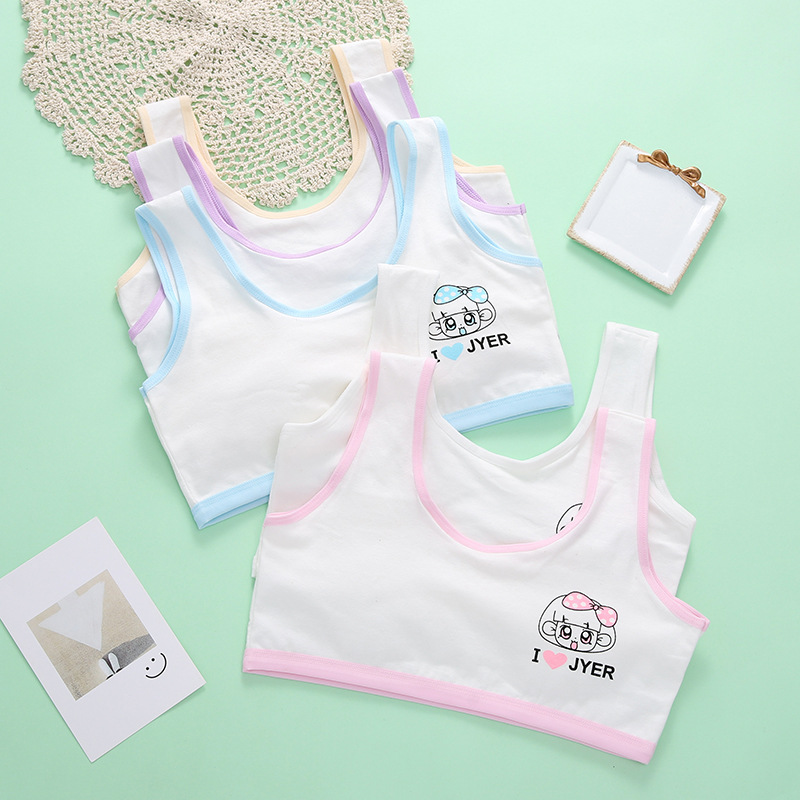 3Pc/lot Girls bra development period vest type cotton first breathable girls tube top 7 to 14 years old summer student underwear