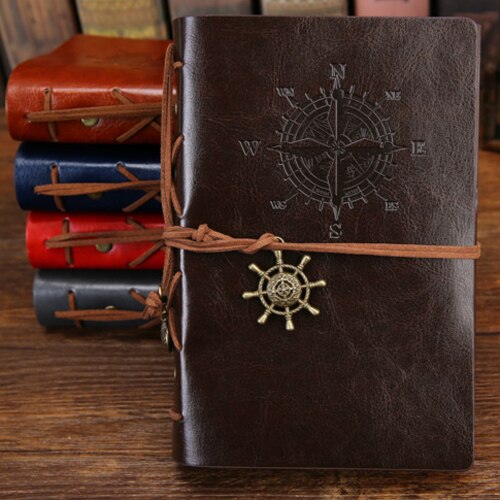Vintage Pirate A5 Agenda Agenda avec couverture en Faux cuir Filofax carnet de notes pour l'école coréenne papeterie ou voyageur: Coffee / Small 105x145mm