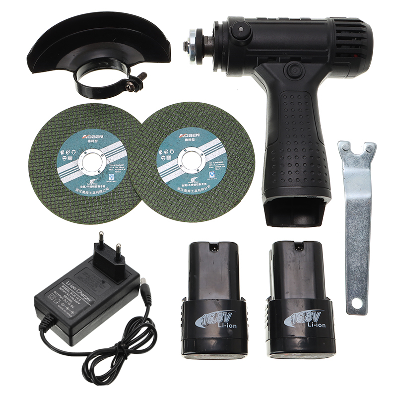 16.8V 200W Mini Cordless Angle Grinder Polishing Machine Brushless Mini Cutter Rechargeable Power Tools With 2pcs Batteries: 2 Batteries 1 Charge