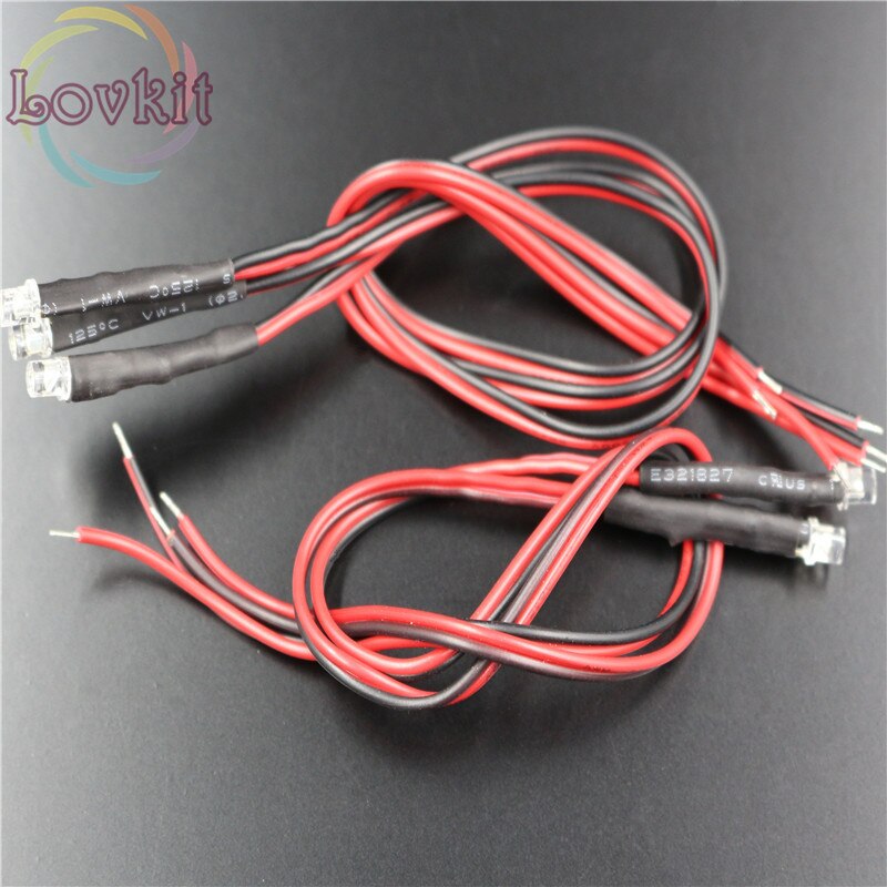 20pcs 3mm LED 12V Pre-Wired Resistor DC 20cm Flat Top Yellow Wide Angle Light Bulb lamp Emitting Diodes For Car Toy DIY Retai