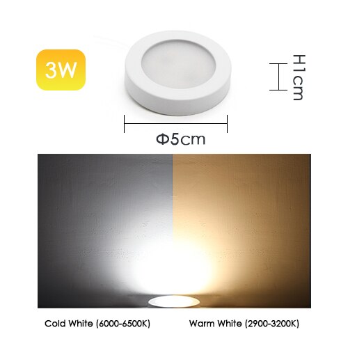 Mini foco LED ultrafino 3W 5W 7W 220V 240V lámpara de pared montada en superficie Panel luz cocina armario iluminación interior: 3W