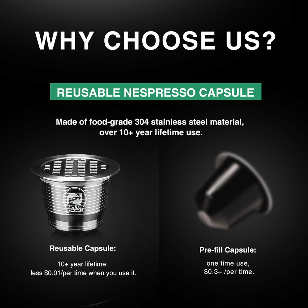 Refillable Coffee Capsule Pod Stainless Steel Filter Capsule Espresso Coffee filters and Tamper