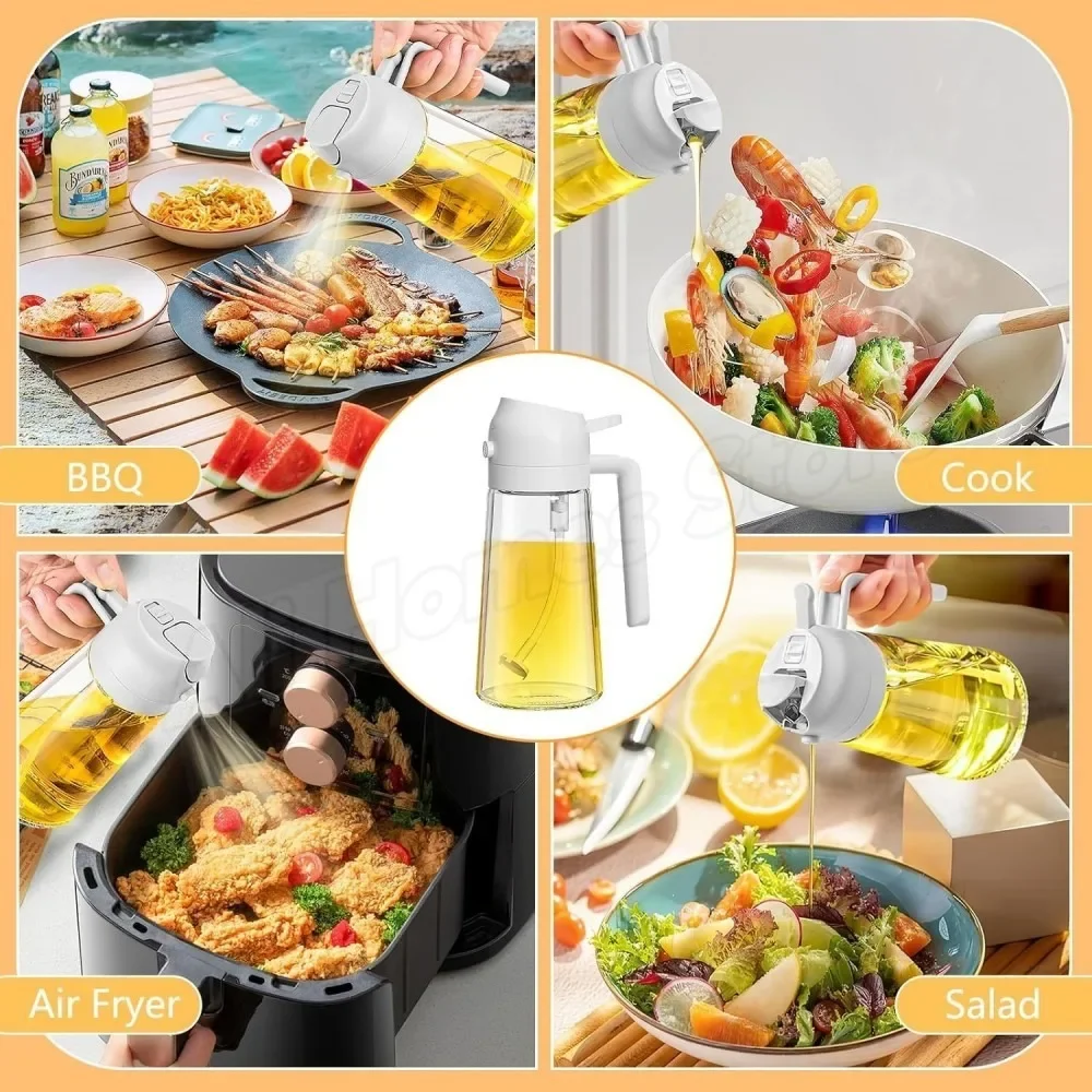 500ml 2 in 1 spray oliesprøjte oliedispenser oliekrukke til grill køkken bagning luft stegepande ovn stegning picnic køkkenværktøj