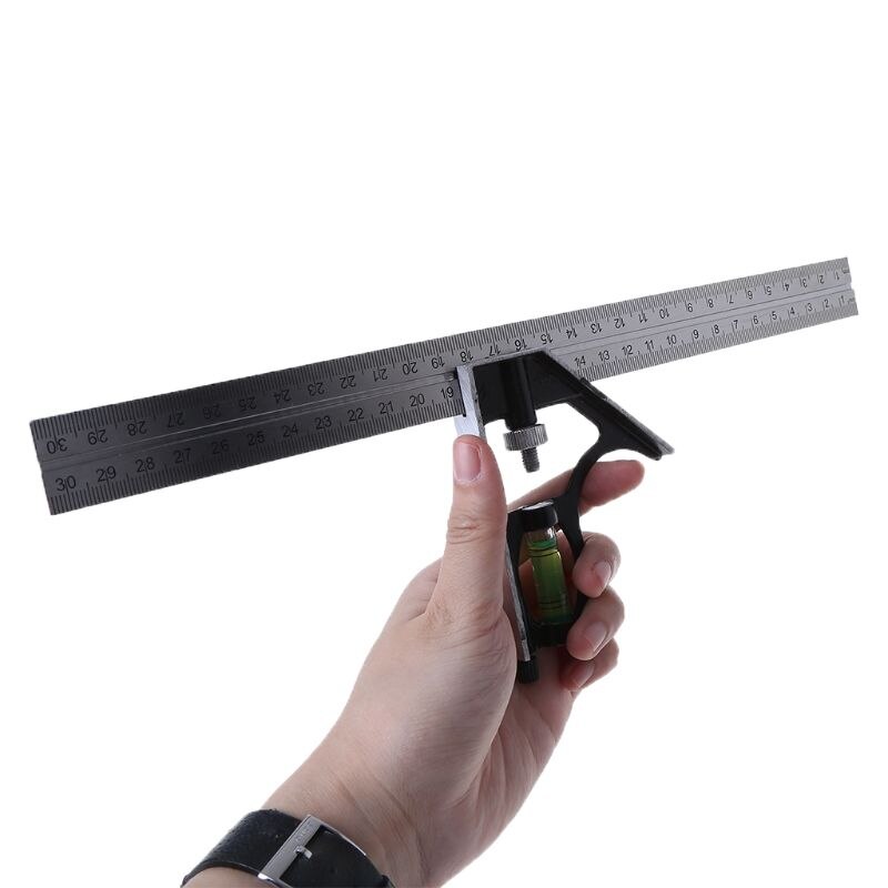 Adjustable Sliding Combination Square Ruler Level Measuring Tool 300mm (12&quot;)