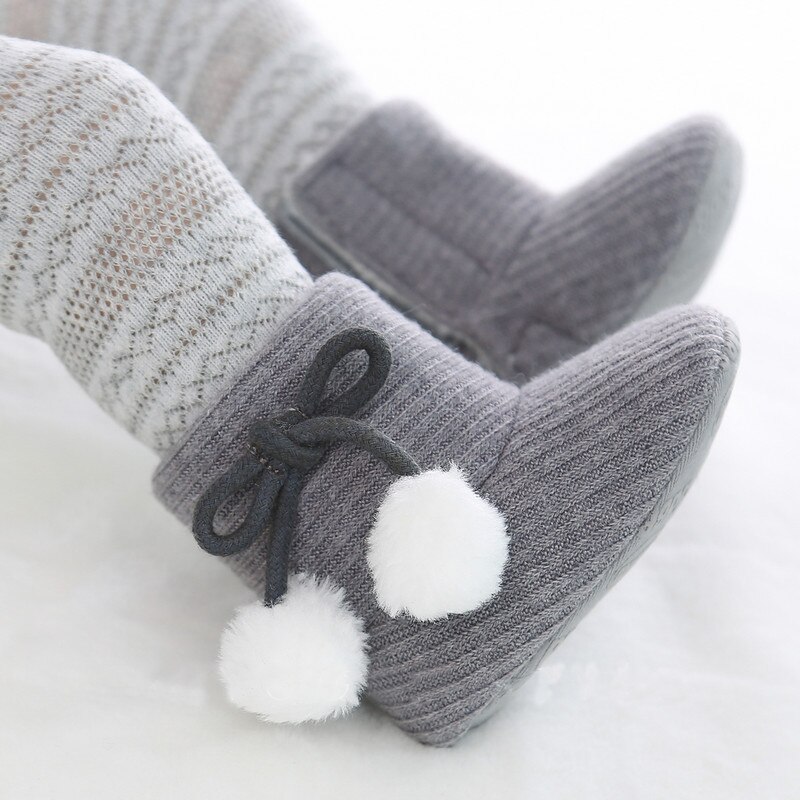 Baby Winter Warme Laarzen Schoenen Meisje Jongens Solid Mode Peuter Eerste Wandelaars Kid Laarzen Schoenen Fuzzy Ballen Kid schoenen 0-18M
