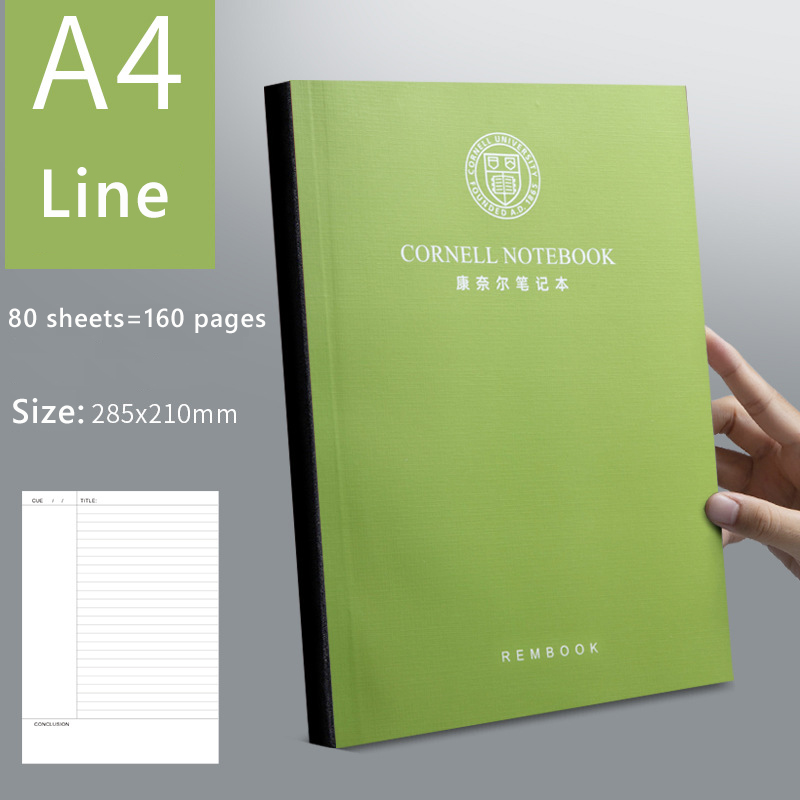 Cornell Notebooks Horizontal Line Grid Page A4 Thickened Large Super Thick Book Diary Planner Mind Map Stationery For Study Work: 03