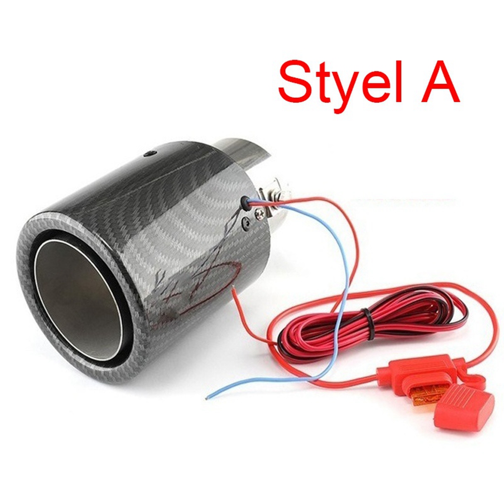 Universal 63-65Mm Carbon Fiber Auto Uitlaat Systemen Uitlaat Tail Pipe Tip Met Rood/Blauw Led Licht decoratie Auto Accessoires
