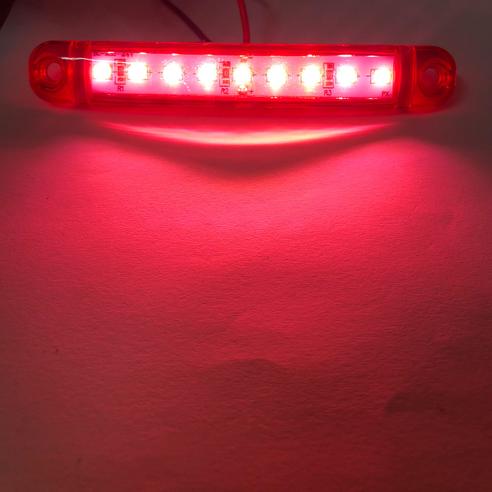 9 luces LED de señal lateral para camión, luz trasera para remolque de coche de 24V, lámpara de giro de freno de marcha atrás, luz impermeable, accesorios para vehículos: Cristal azul / 3.000 K