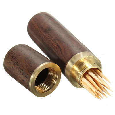 Holz Zahnstocher Halfter Pearwood Holz Kapsel Eimer Kasten Wandern Tragbare Zahnstocher Nadel Halfter Handgemachte Ebenholz Lagerung Kasten: 1pc dunkel