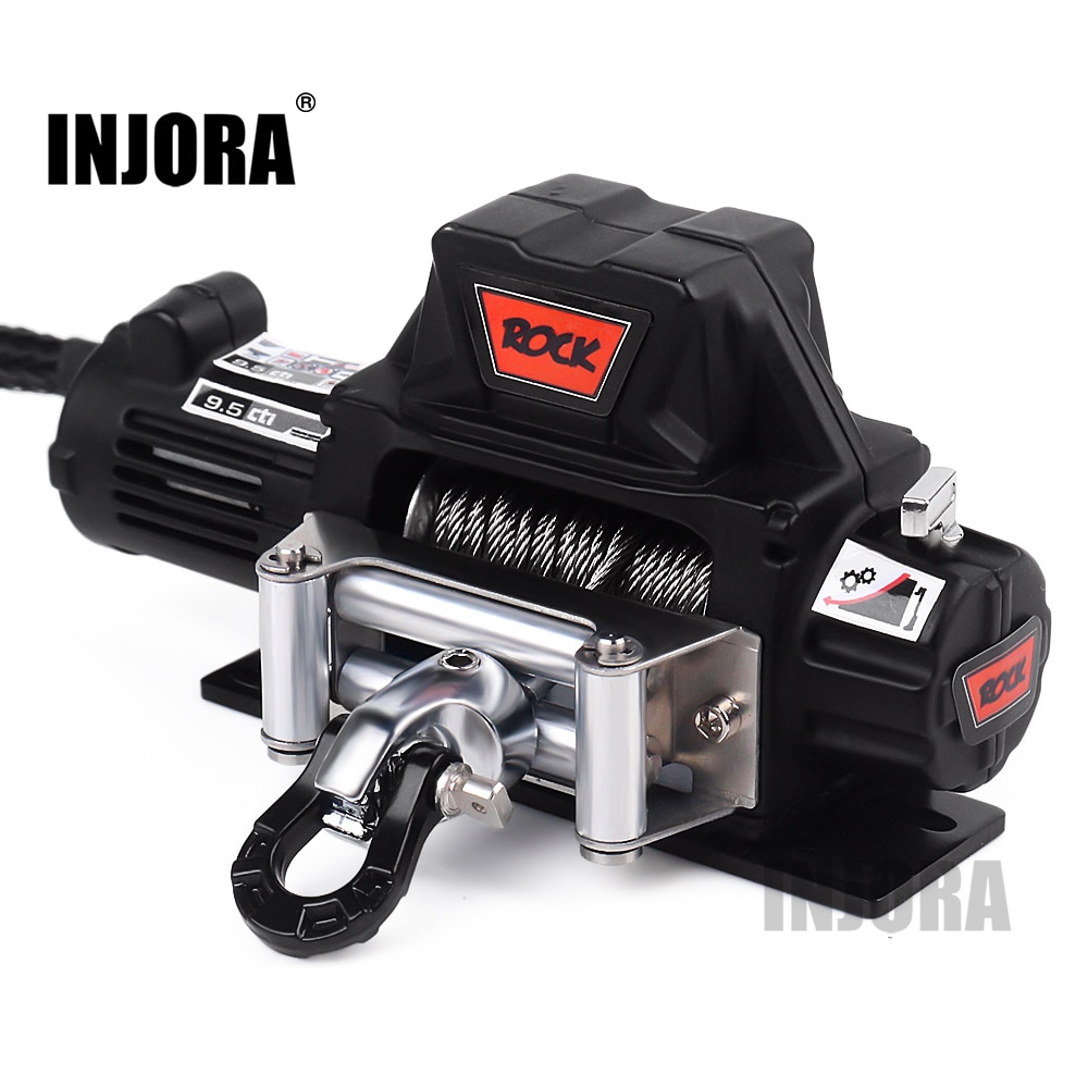 INJORA RC Car Metal Steel Wire Automatic Simulated Winch for 1/10 RC Crawler Car Axial SCX10 90046 D90 Traxxas TRX4 Redcat