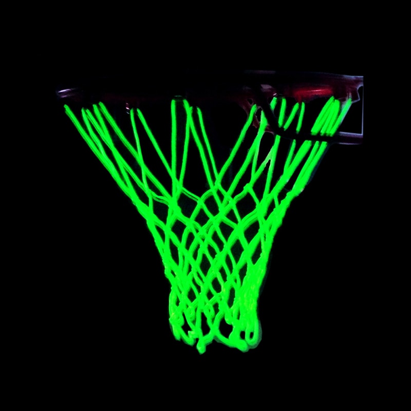 Lichtgevende Basketbal Netten Gloeiende Licht Schieten Groene Fluorescerende Bal Mesh Nylon Standaard Basketballen Hoepel Netto Night Led Strip