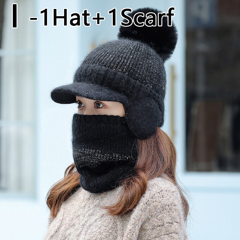 Bonnet Skullies tricoté pour femme, bonnet épais et , couvre-chef de unisexe, ensemble d'équitation en plein air, hiver: I
