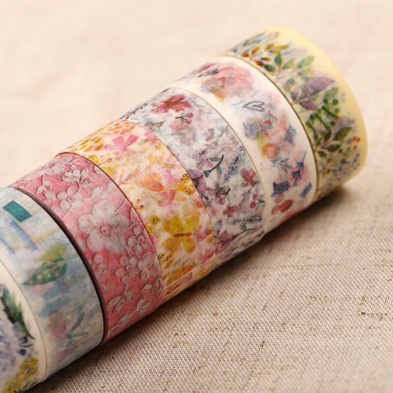 10 meter Verse Bloemen Washi Tape Decoratieve Plakband DIY Scrapbooking Sticker Label Afplakband