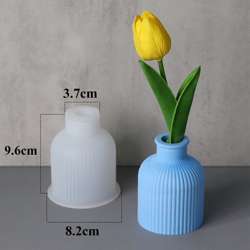Betongvas silikonform gör-det-själv blomkruka hantverk ornament tillverkning gips epoxiharts gjutformar heminredning handgjord: Ljusgrå