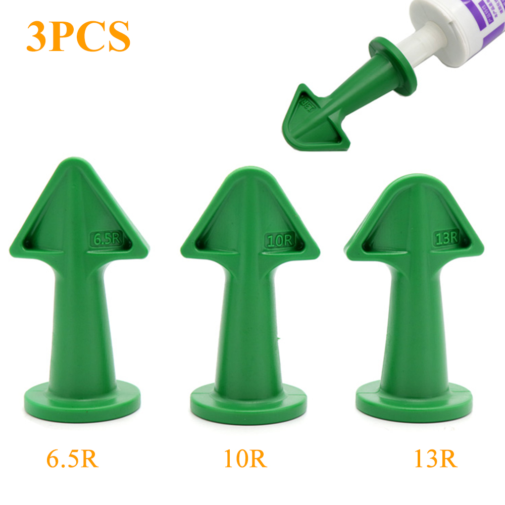 Buse de calfeutrage en Silicone 3 pièces/ensemble, ensemble de pointes de flèches, racloir, scellant d&#39;angle réutilisable, outils de calfeutrage vert