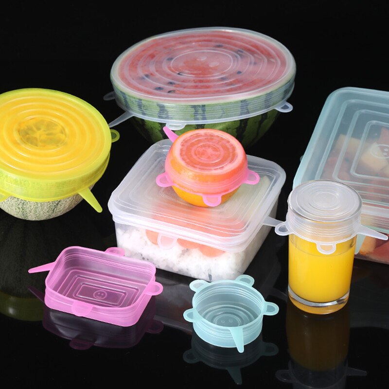 6/12 PCS Silicone Covers Adaptable Silicone Lids Silicone Caps for Food Universal Dish Stretch Lids for Cans Kitchen Accessories