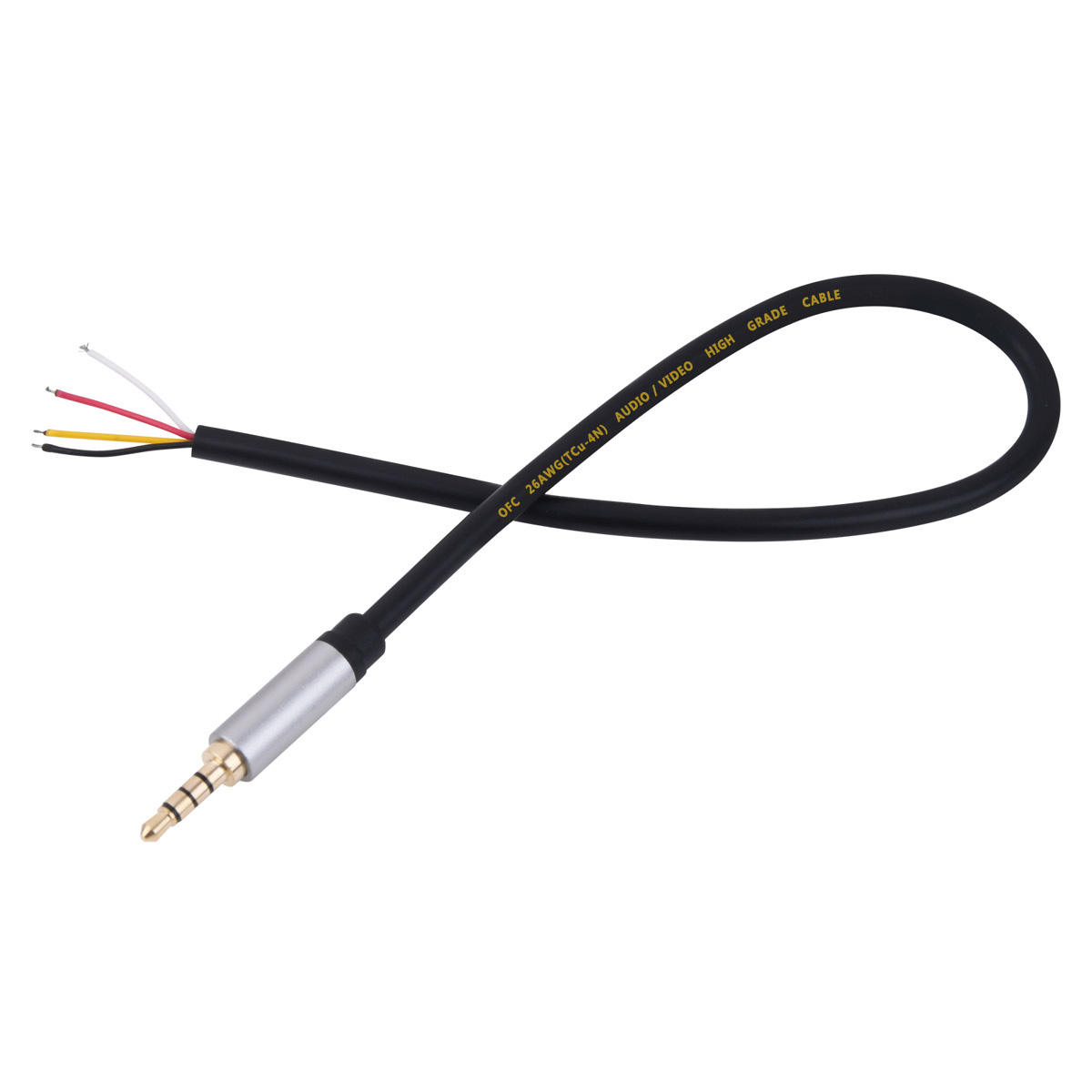 Zamienna wtyczka męska 3,5 mm na goły przewód z otwartym końcem TRRS 4-biegunowy kabel audio z wtyczką stereo 1/8" do naprawy mikrofonu zestawu słuchawkowego
