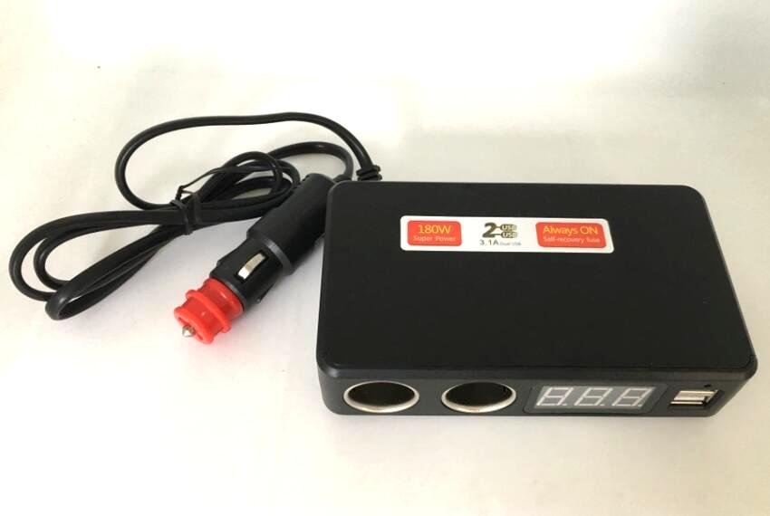 C20 bil gps tillbehör batteri checker spänning led display 2 cigarettuttag multi-bil adapter usb port med 3.1a utgångar 12-24v