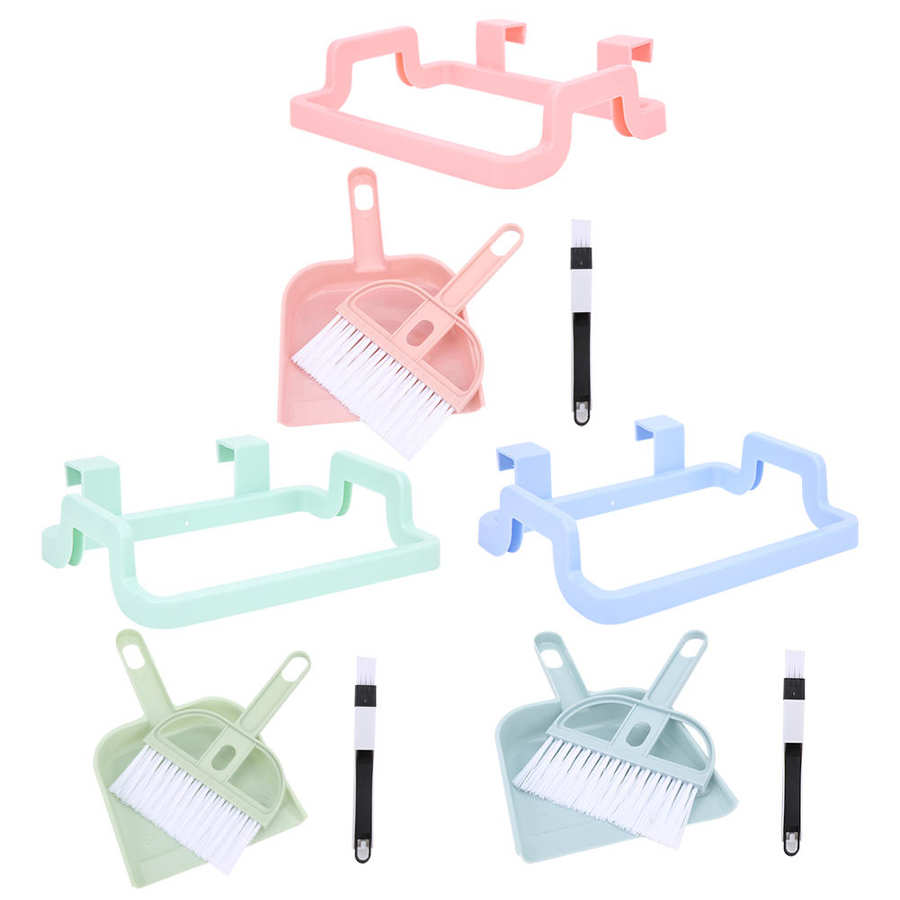 4 unids/set Mini Kit de herramientas de limpieza porta bolsa de basura cepillo de teclado escritorio escoba recogedor para uso en el hogar