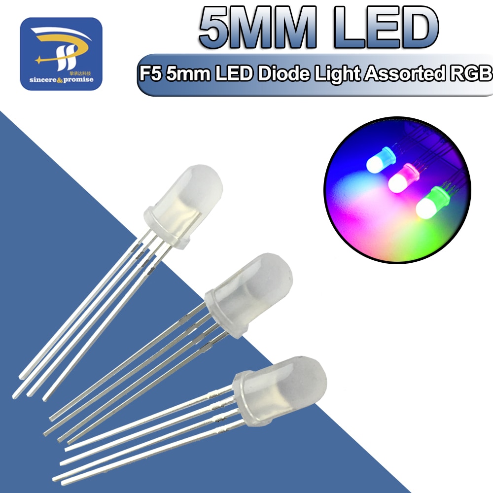 100 kpl monivärinen 4 pin 5mm rgb led diodi valolamppu kolmivärinen pyöreä yhteinen anodi led  f5 valodiodi punainen vihreä sininen