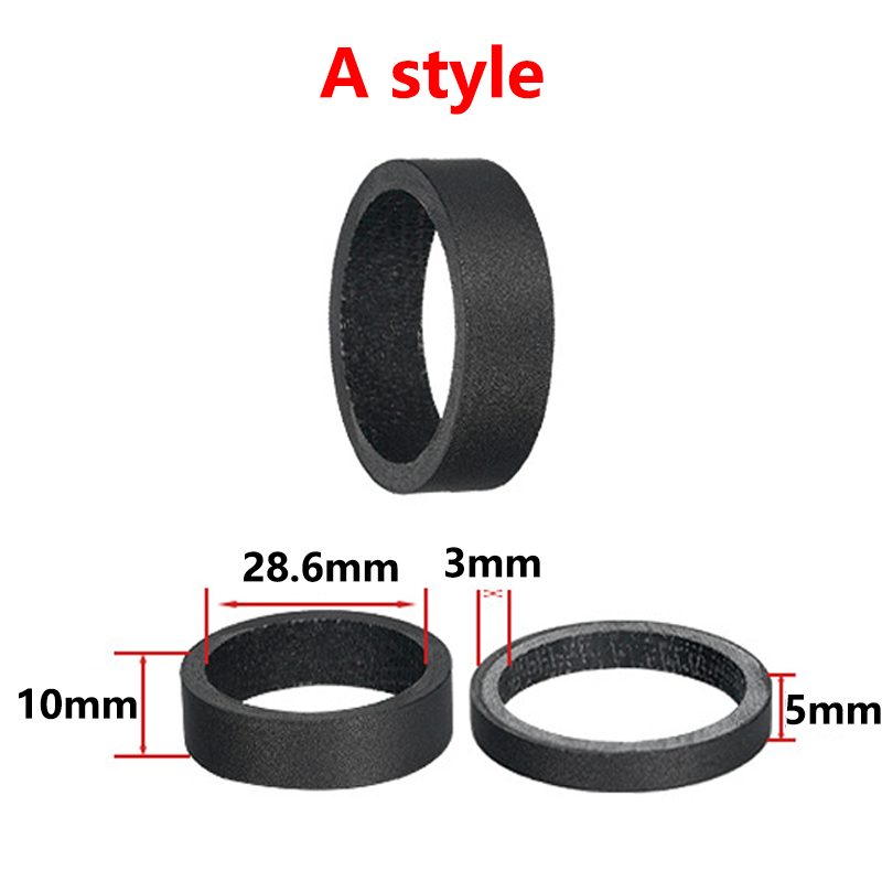 TOSEEK MTB Road Bicycle Full Carbon Fiber Washer 1-1/8" 28.6mm Bike Headset Stem Front Fork Adjustment Spacer 5mm 10mm